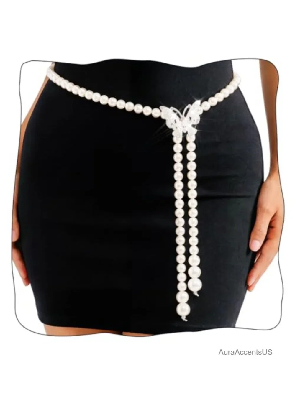 Pearl Butterfly Waist Chain Belt Party Body Chain
